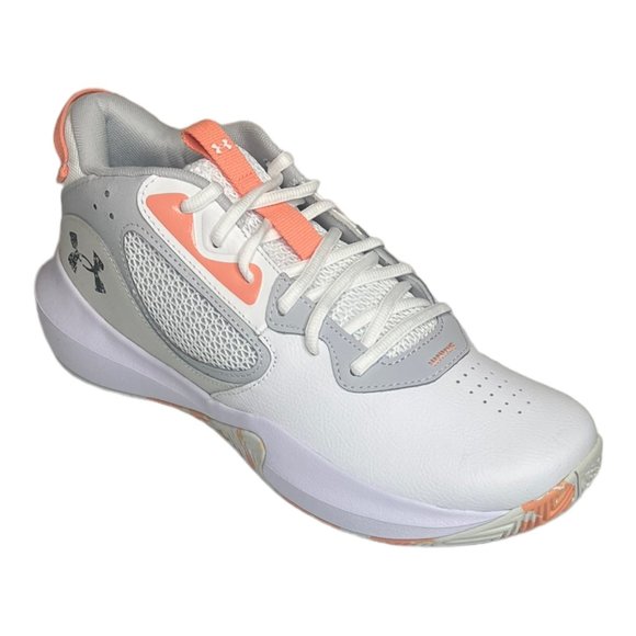Under Armour Lockdown 6 Basketball Shoes Unisex White Peach Size M 10 W 11.5 - Picture 2 of 7